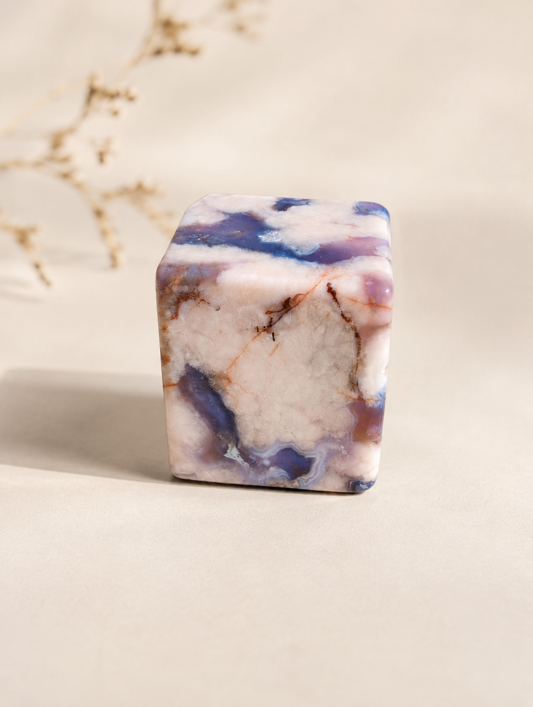 Blue Flower Agate Cube