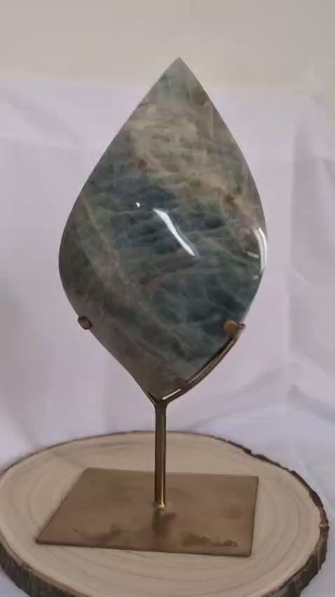 Aquamarine Flame on Stand