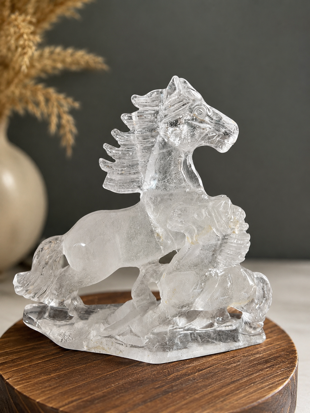 Clear Quartz Horse Carving
