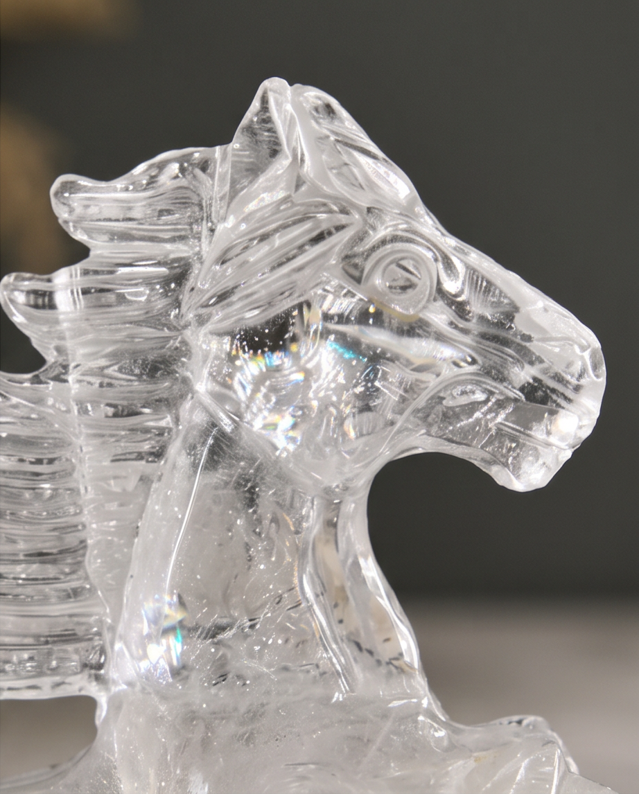Clear Quartz Horse Carving