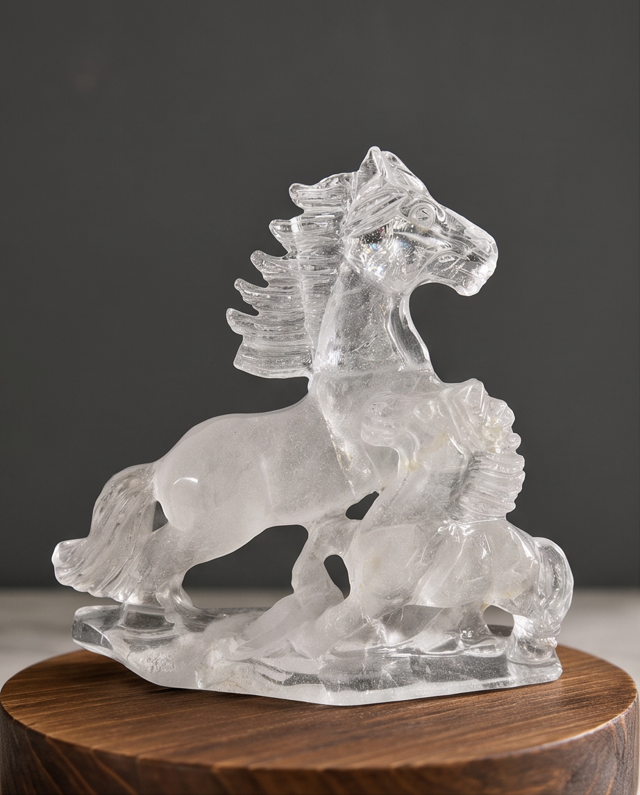 Clear Quartz Horse Carving