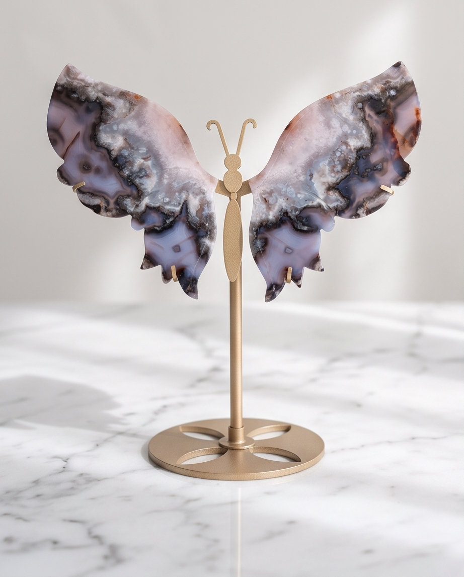 Blue Flower Agate Butterfly