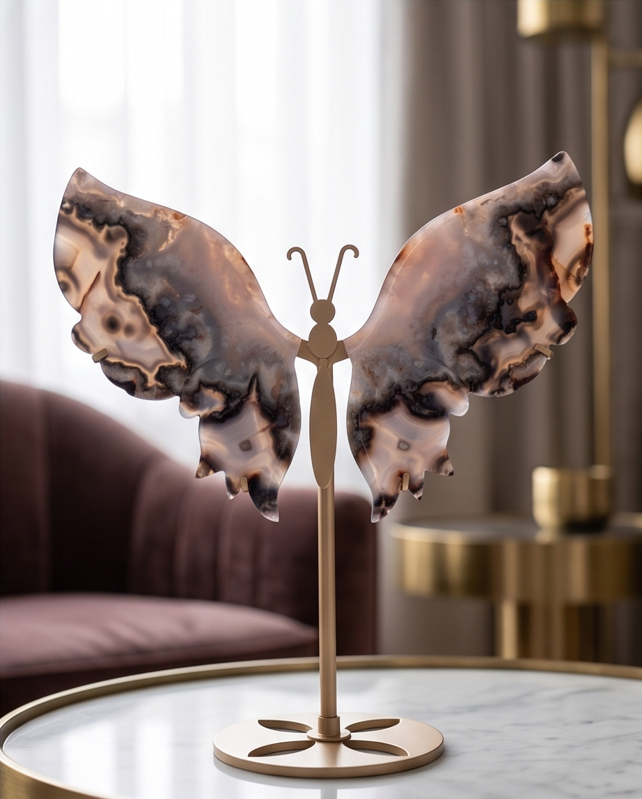 Blue Flower Agate Butterfly