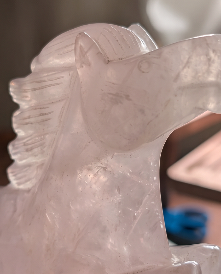 Rose Quartz Horse Carving