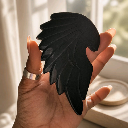Black Obsidian & Clear Quartz Wings