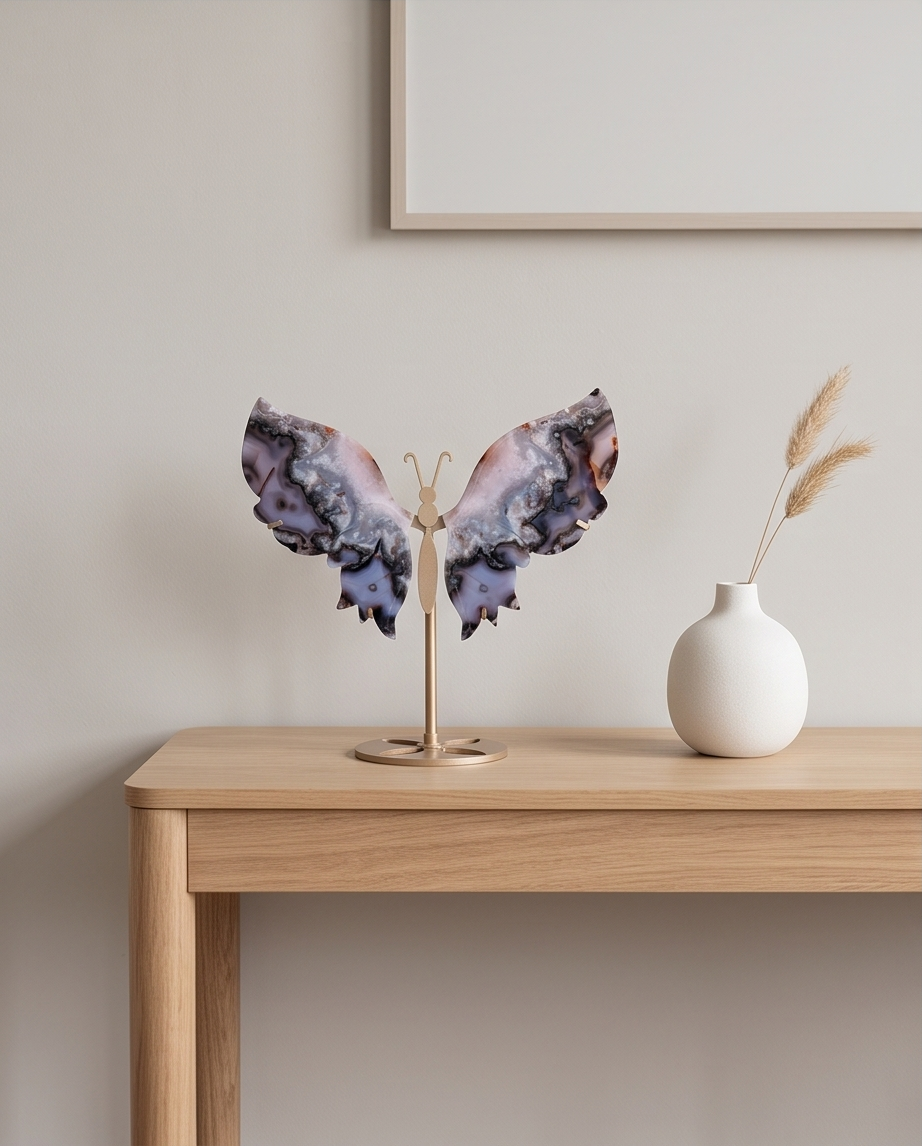 Blue Flower Agate Butterfly